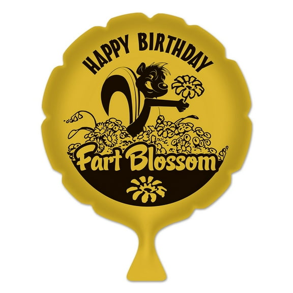 Beistle Set of 6 Yellow and Black "Happy Birthday Fart Blossom" Whoopee Cushion Party Favors 8