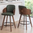 thumbnail image 6 of FOWEOAIU Bar Stools Leather Upholstered Swivel 26" Counter Stool for Bar Kitchen Island Bistro , Green (Set Of 2), 6 of 12