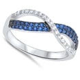 thumbnail image 4 of CHOOSE YOUR COLOR Infinity Knot Blue Simulated Sapphire Micro Pave Ring Sterling Silver Band CZ Female Size 5, 4 of 4