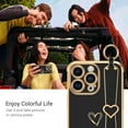 thumbnail image 7 of for iPhone 15 Pro Max Case, Cute Heart Wristband Lanyard Cross Body Strap Electroplated Camera Protection Shockproof Protective Case Women Girls for iPhone 15 Pro Max 6.7"-Black., 7 of 7
