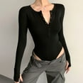 thumbnail image 6 of Womens Solid Basic Hottie Half Open Neck Tight Sleeveless Ribbed Knit Bodysuit Black M YIWEI, 6 of 11