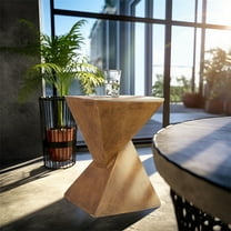 Modern Light-weight Concrete Accent Table Geometric Side End Table Natural Look