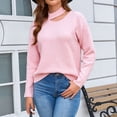 thumbnail image 4 of MexChoioe Women's Sweaters Halter Neck Cutout Long Sleeve Pullover Soft Fall Sweater for Women, 4 of 7