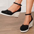 thumbnail image 5 of IWRICH Espadrilles Wedges Sandals for Women Wedge Platform Sandals Closed Toe Ankle Strap Buckle Casual Summer Wedge Heels Black 8.5, 5 of 9