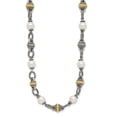 thumbnail image 2 of 925 Sterling Silver Fancy Pearl Necklace Chain Shey Couture with 14K Accent 18 Inch Antiqued 8mm Freshwater Cultured mm, 2 of 4