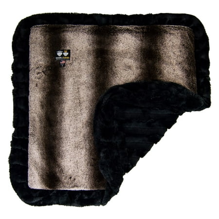 Bessie and Barnie Frosted Glacier / Black Puma Luxury Ultra Plush Faux Fur Pet/ Dog Reversible Blanket (Multiple Sizes)
