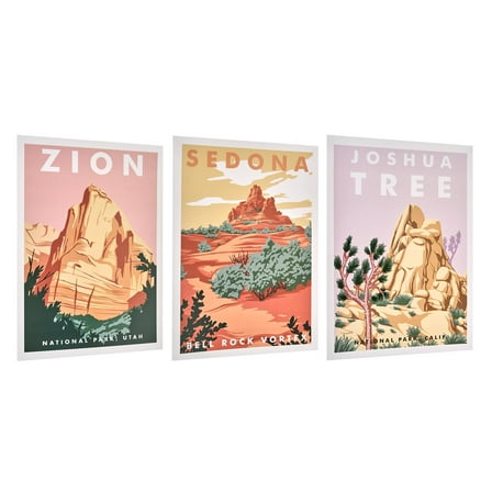 American Art Decor National Parks 11" x 14" 3-Piece Print Set