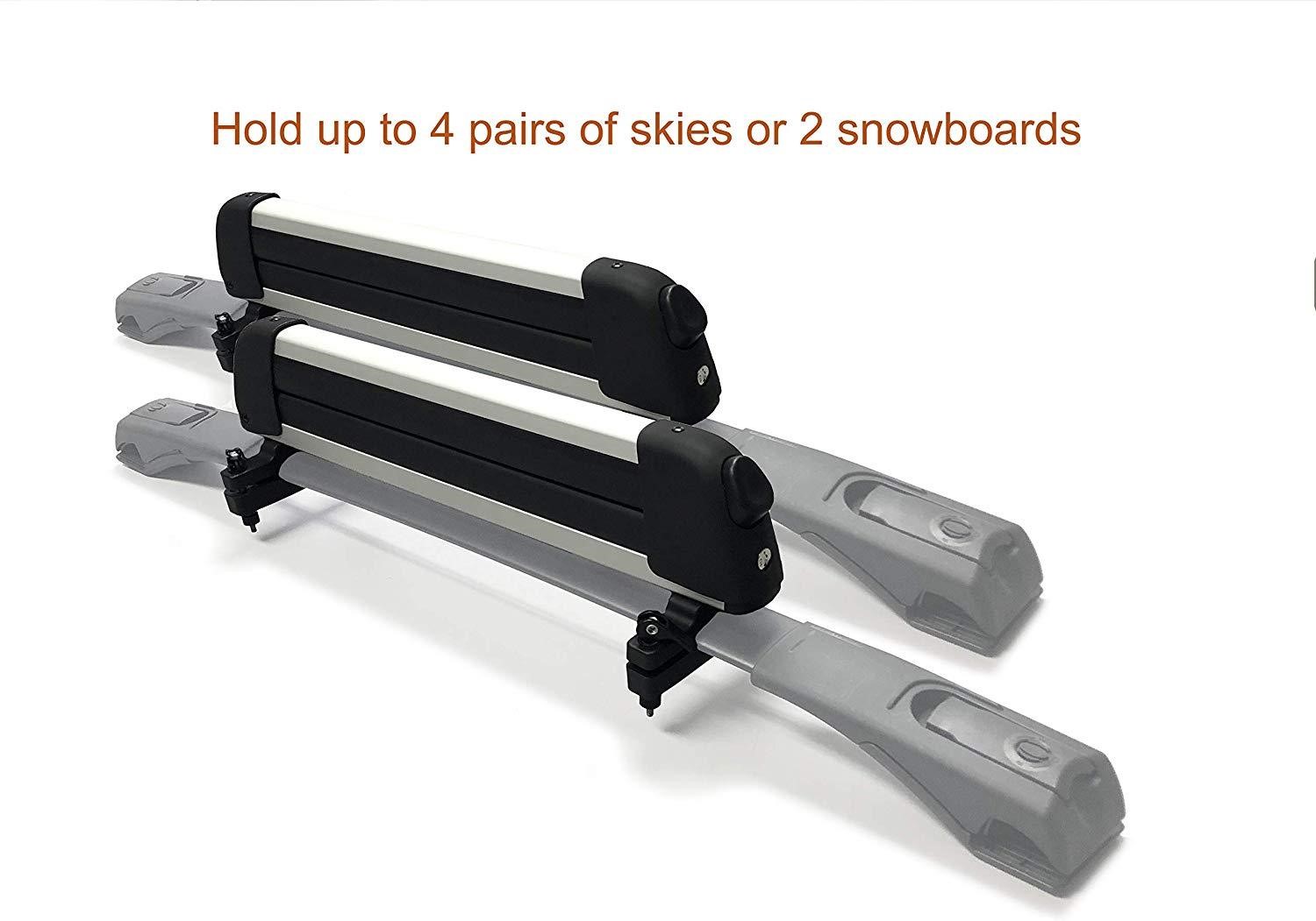 BRIGHTLINES Universal Ski Snowboard Racks Carriers 2pcs Mount on Vehicle Top Cross Bars (Up to 4 Skis or 2 Snowboards) - image 2 of 9