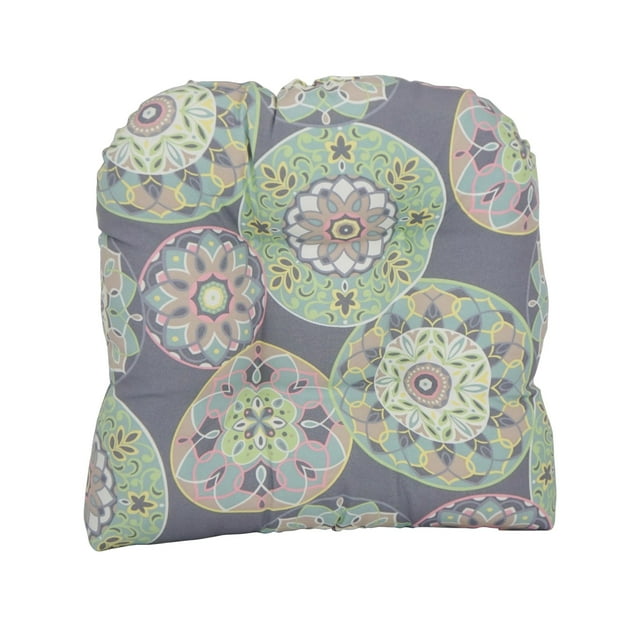 Blazing Needles Outdoor Rounded Back Chair Cushion, 19" x 19", Cera Sterling 2 Count