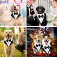 thumbnail image 5 of UOSIA Dog Tuxedo Costume Wedding Bandana Collar with Gold Bow Tie Formal Adjustable Dog Tux Clothes for Small Medium Breeds, 5 of 6