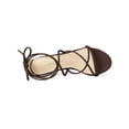 thumbnail image 5 of BLISSFUL STEP Women's Shoes Open Toe Lace Up Block Heel Strappy Heels Coffee 10, 5 of 8