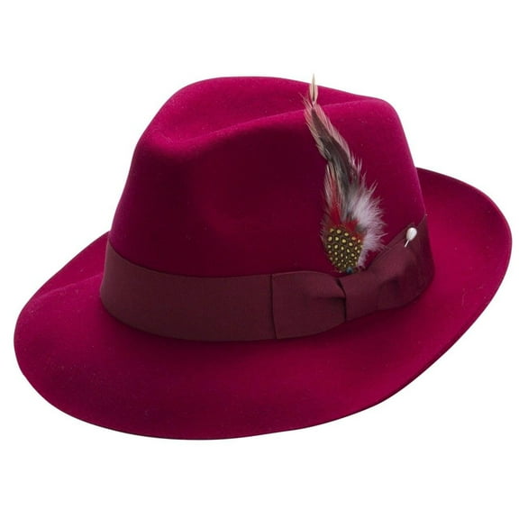 Montique Men's Wine Fedora Snap Brim Soft Fine Felt Pinch Hat H08