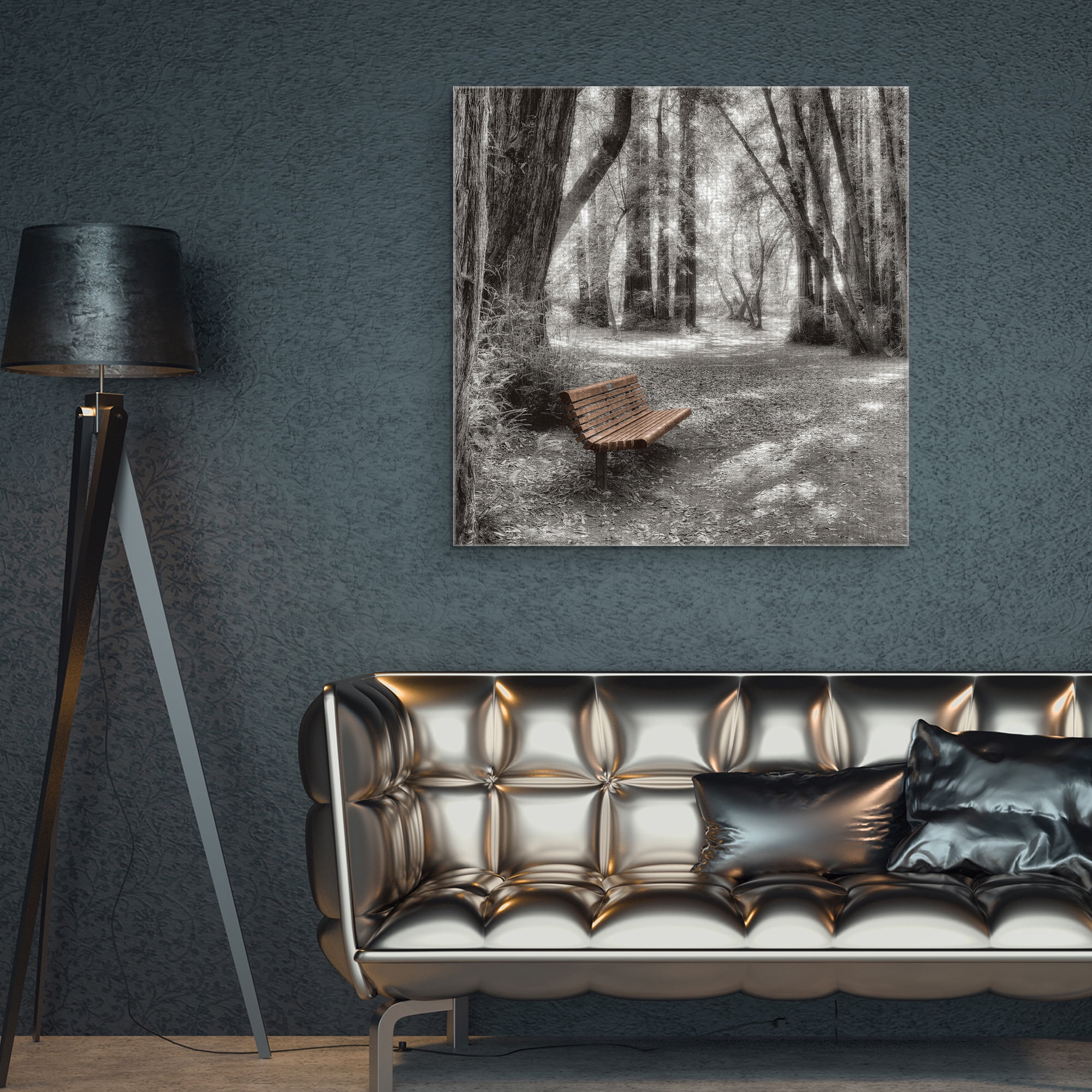 Masterpiece Art Gallery Old Mill Park Bench by Alan Blaustein Canvas Art Print 30" x 30"