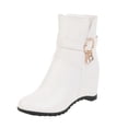 thumbnail image 1 of WEAIXIMIUNG Knee Boots for Men with Zipper Fashion Solid Color Leather Rhinestone Decorative Belt Buckle Wedge Heel Side Zipper Boots, 1 of 8
