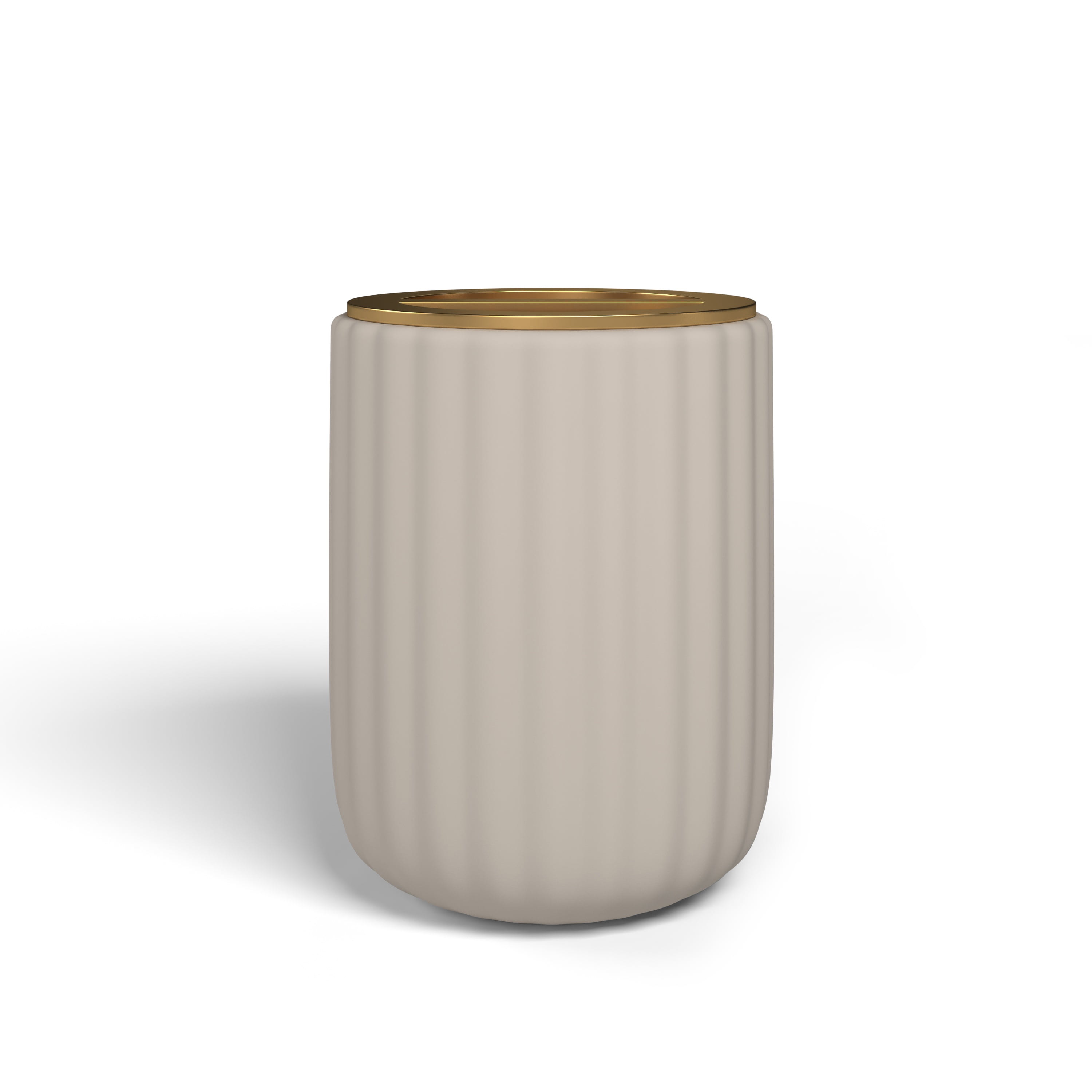 Beautiful Fluted Stoneware Bath Accessories 3-Piece Set by Drew Barrymore, Porcini Taupe