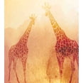 thumbnail image 3 of Savannah Duvet Cover Set, Illustration Tropic Giraffes Tallest Neck Animal Mammal in Retro Vintage Print, Decorative 3 Piece Bedding Set with 2 Pillow Shams, Queen Size, Orange, by Ambesonne, 3 of 3