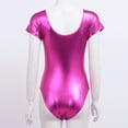 thumbnail image 5 of Sxiwei Women's Girls Long/Short Sleeve Shiny Metallic Spandex Gymnastics Leotard Dancewear Bodysuit Rose XL, 5 of 6