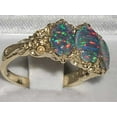 thumbnail image 3 of LBG 14k Yellow Gold Synthetic Opal Triplet Womens Trilogy Ring - Sizes 4 to 12 Available, 3 of 4