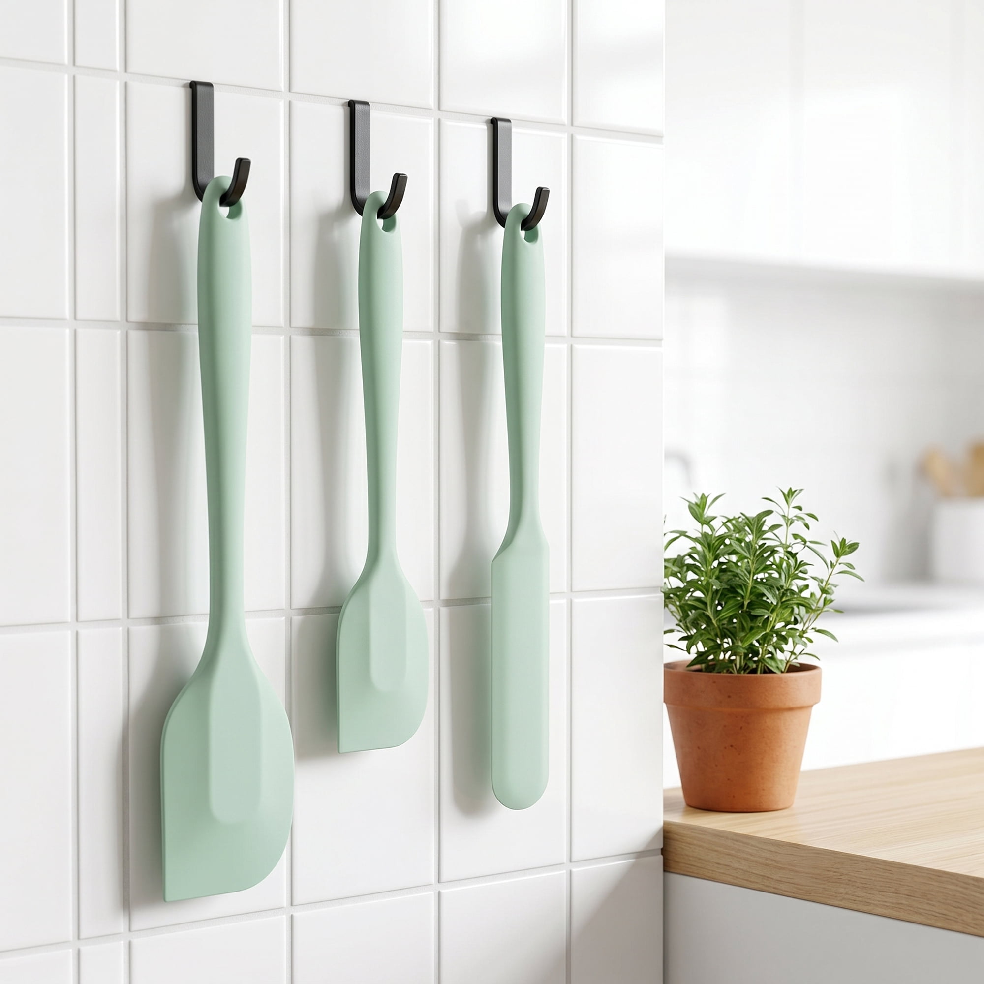 Unique Bargains 3Pcs Heat-Resistant Cooking Utensils Kitchen Spatula Set Green