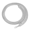 thumbnail image 4 of Men's 14mm Large Rhodium Plated Flat Herringbone Chain Necklace, 40 inches, 4 of 7