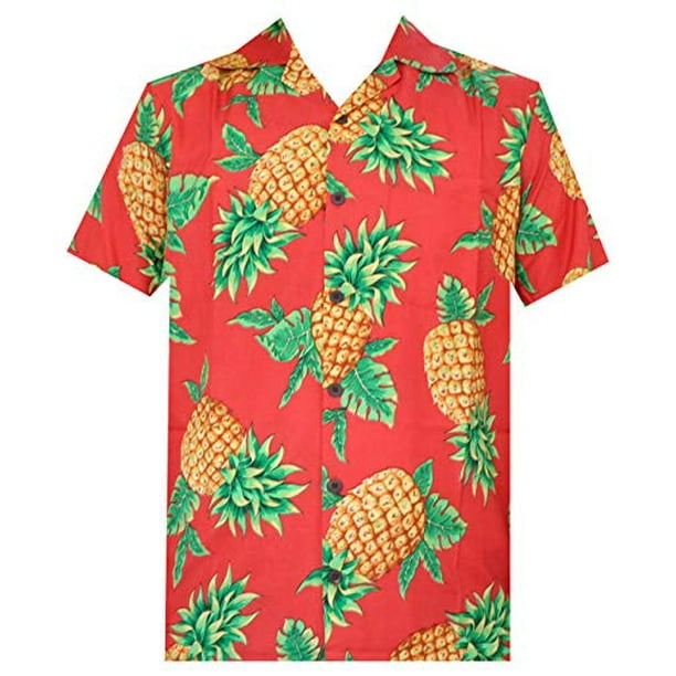 Alvish Hawaiian Shirts 50 Mens Pineapple Leaf Beach Aloha Casual