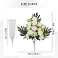 thumbnail image 2 of White Artificial Cemetery Flowers with Vase Spike, Realistic Peony Bouquet, UV Resistant Memorial Grave Decorations, Outdoor Headstone Decor for Sympathy Remembrance, 2 of 5