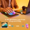 thumbnail image 2 of Wireless Mouse, Rechargeable with 9-Color Backlight, 1400 DPI, 2.4G USB, 5 Buttons, Long Battery Life, Wide Compatibility for PC, Laptop, Mac, PS5, and Tablet (White), 2 of 10