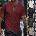 thumbnail image 3 of Men T Shirt Casual Top Solid Button Short Sleeve Tee Summer Streetwear Pullover, 3 of 11
