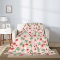 thumbnail image 2 of Sikiie Strawberry And Flowers Cozy Flannel Fleece Throw Blanket: Lightweight & Thick for All Seasons - Perfect for Women, Men, & Kids"80"x60", 2 of 6