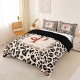 thumbnail image 2 of Catabedysis Brown Leopard Pattern Bedding,Princess Bows Alphabet P Design Duvet Cover Full For Girls,Black Reversible,3-Piece,1 Duvet Cover and 2 Pillowcases, 2 of 6