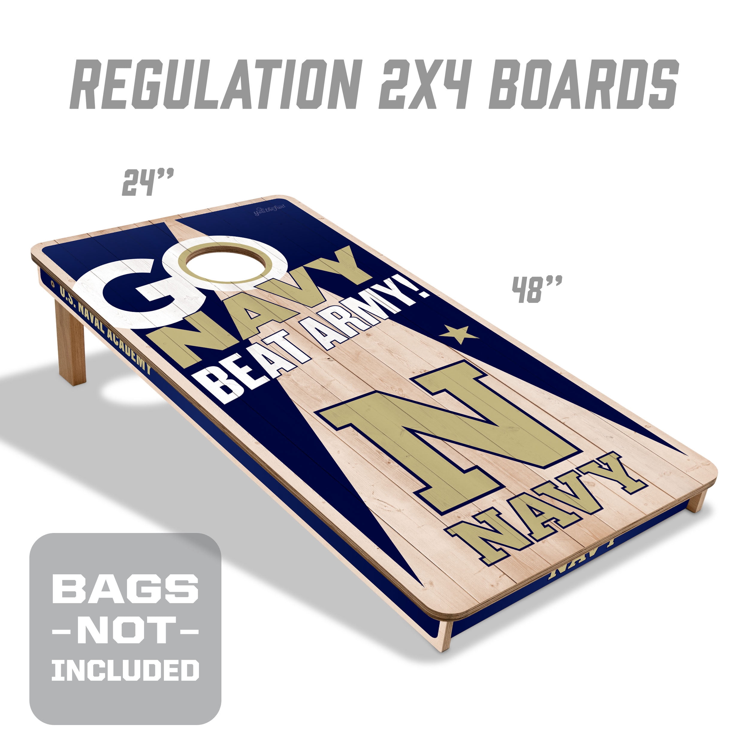 YouTheFan NCAA US Naval Academy 2' x 4' Cornhole Game No Bags