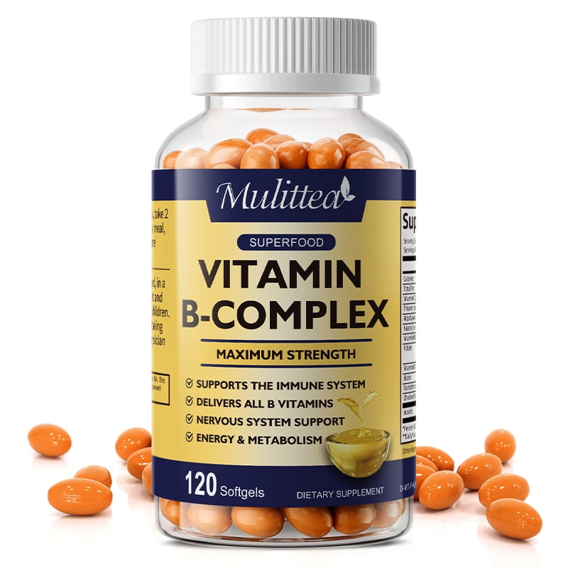 Vitamin B Complex Capsule with Vitamin C & Folic Acid, B Complex Vitamins for Women and Men,120 CT