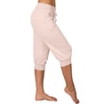 thumbnail image 2 of Langwyqu Women Drawstring Capri Yoga Pants Lounge Joggers Pants Knee-length Trousers, 2 of 5