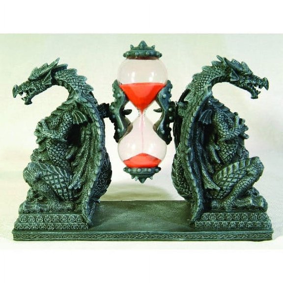 PTC 8 Inch Green Dual Dragon Sand Timer Hourglass Statue Figurine