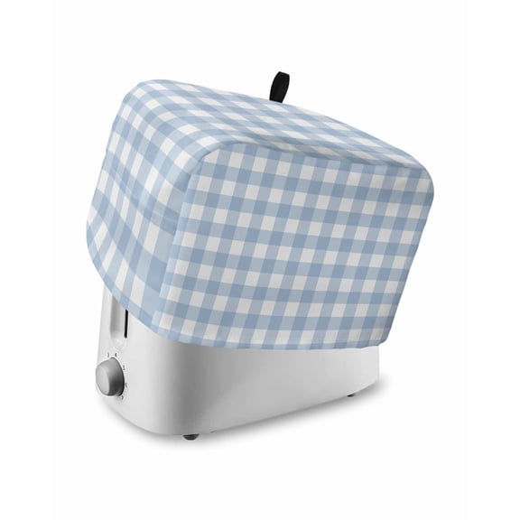 Light Blue Plaid Toaster Cover 4 Slice, Large Kitchen Appliance Covers, Modern Minimalist Country Toaster Oven Cover with Loop, Bread Machine Cover Polyester Dust Cover Protection