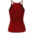 thumbnail image 3 of A2Y Women's Sexy Ribbed High Square Halter Neck Racerback Cami Top Deep Red M, 3 of 3