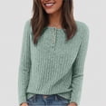 thumbnail image 4 of Towmus Fall Sweaters for Women Solid Color Long Sleeve Blouse Pullover Button Knitted Warm Tunic Tops Sweater, 4 of 7