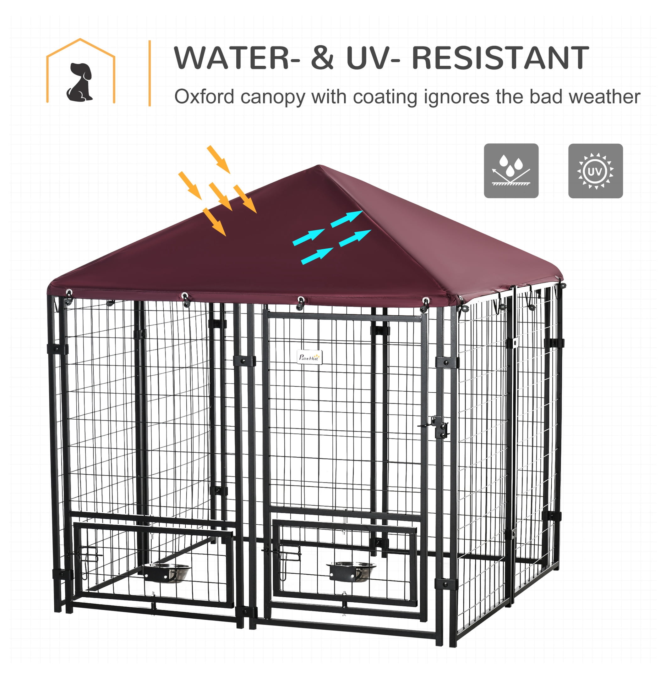 Dog Kennel 5x5x5ft Outdoor, Welded Wire Pet Playpen with Canopy