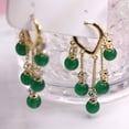 thumbnail image 5 of Opolski 1 Pair Ladies Earrings Eye-catching Fine Workmanship Tassel Golden Plated Delicate Polishing Dress Up Vibrant Color Green Simulated Emerald Earrings, 5 of 13