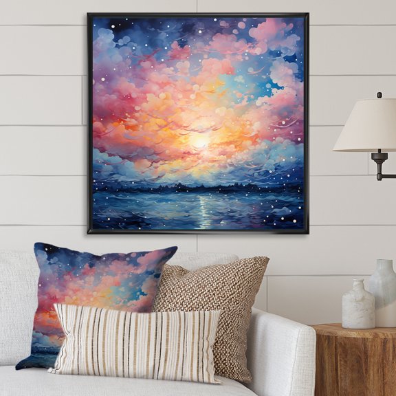 Designart "Colorful Sky Photo delicate Illusion I" Landscapes Floater Framed Canvas Wall Art