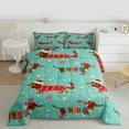 thumbnail image 2 of Feelyou Brown Dachshund Child Bedding Comforter Set, Kawaii Christmas Animal Twin Comforter Sets, Cartoon Bowknot Bell Reversible Bedding Set, Microfiber Bedroom Decor, 2pcs, 2 of 8