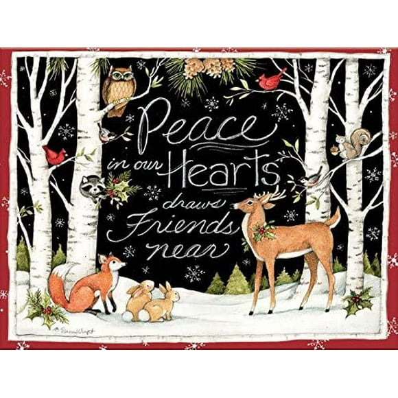 LANG 1004777 -"Paix dans Nos Coeurs", Cartes de Noël en Boîte, Oeuvre de Susan Winget" - 18 Cartes, 19 Enveloppes - 5.375"