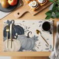 thumbnail image 2 of Fall Pumpkin Navy Blue Placemats Set of 2, Rustic Botanical Autumn Thanksgiving Washable Wipeable Table Mats for Dining Tables, Indoor Outdoor Kitchen Place Mats for Holiday Party Table Decor, 2 of 9