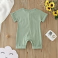 thumbnail image 4 of Otqutp Toddler Beach Clothing Girls Boys Short Sleeve Solid Colour Romper Bodysuits Summer Button Jumpsuit 0 to 12 Months, 4 of 4