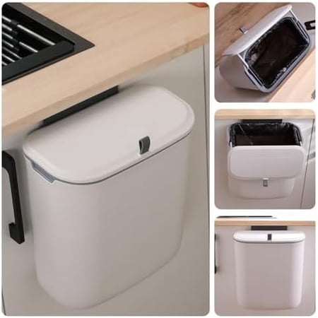 2.4 Gallon Kitchen Compost Bin Small Trash Can with Lid Under Sink Dual Installation & Triple-Seal Technology, Odorless Kitchen/Bathroom/Office Trash Can for , RV