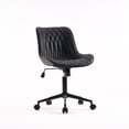 thumbnail image 5 of YOUNIKE Upholstered Desk Chair, Armless Computer Chair with Wheels，Modern Faux Leather Office Chair，Adjustable Swivel Rolling Chair，Adjustable Height，Suitable for Office, Home, Black, 5 of 15