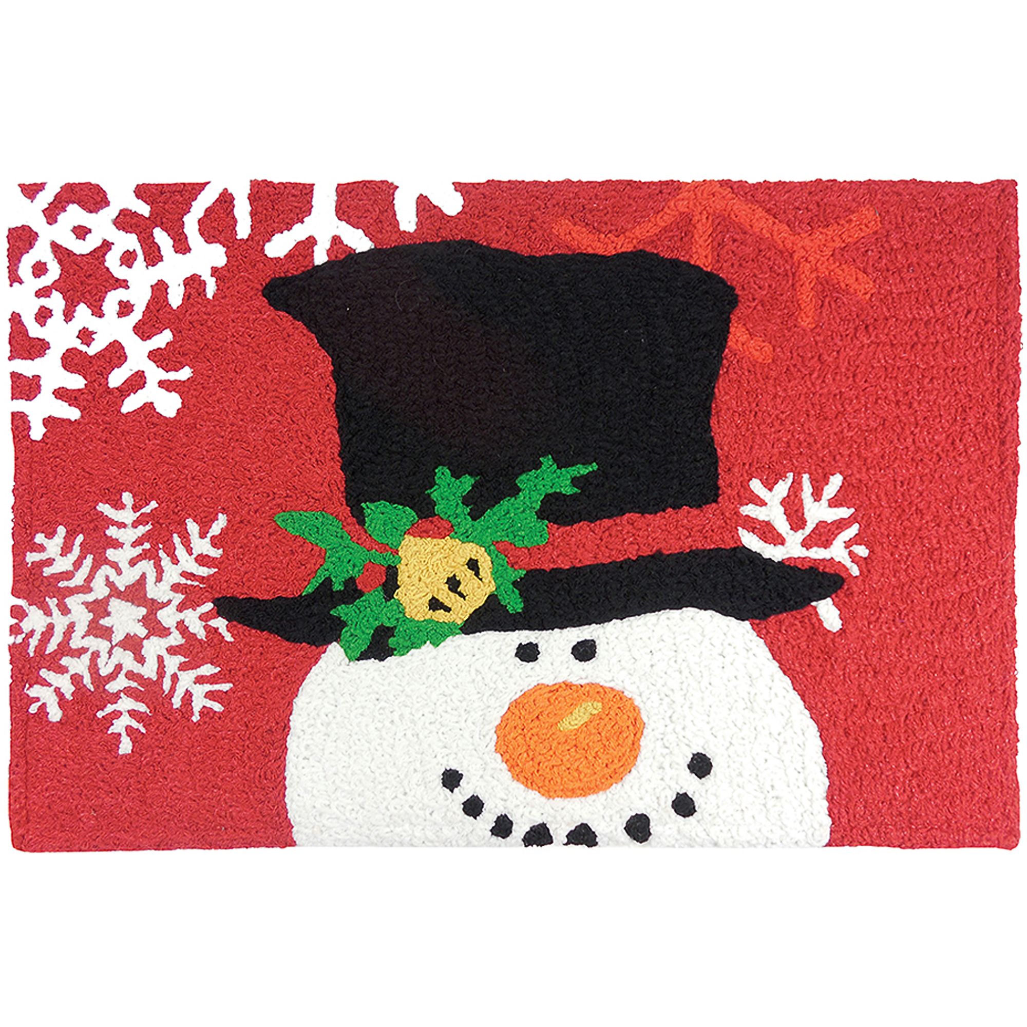 1.5' x 2.5' Vibrant Snowman Designed Rectangular Polyester Area Throw