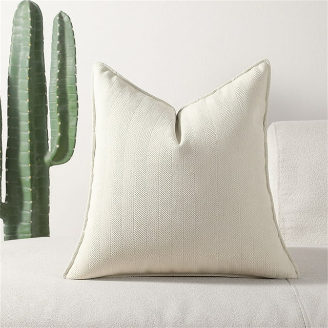 Fiudx Fundas de Almohada de Chenilla, Fundas Decorativas de Cojín Beige Suave, Diseño de Cremallera Invisible para Un Cuidado Fácil, Diseño Moderno de Espiga, Ideal para Usar En El Sofá Cama de La Sa