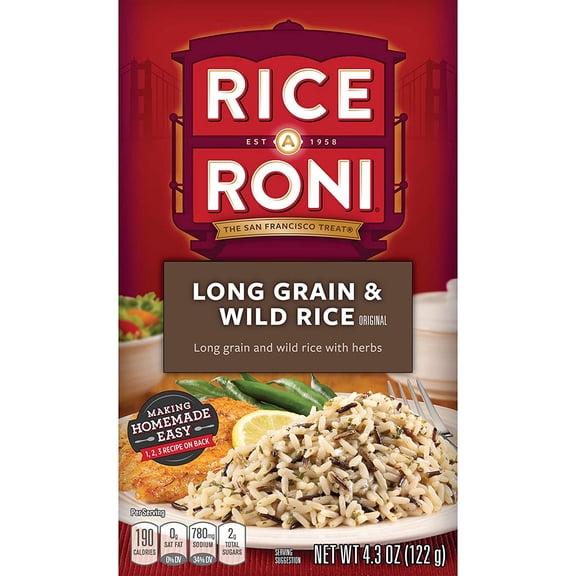 Rice-A-Roni Long Grain & Wild Rice With Herbs, 4.3 Ounce Pack Of 12
