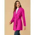 thumbnail image 3 of Abrigo De Invierno Midi Con Cinturón Y Un Solo Pecho Para Mujer Rosa caliente L, 3 of 6
